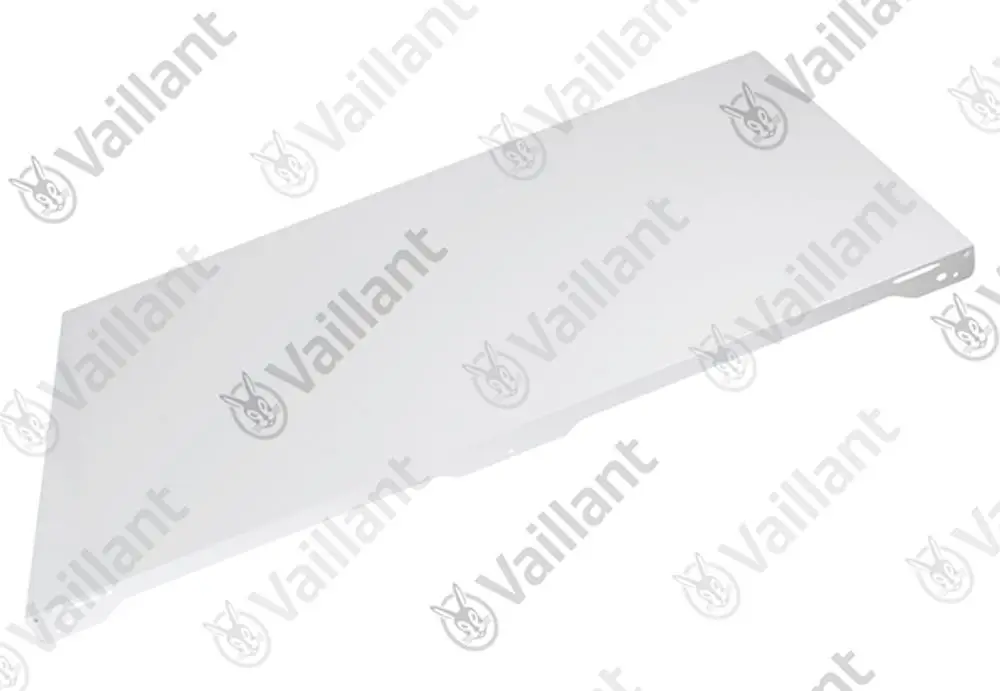 Weißes Seitenblech von Vaillant, flach und rechteckig, geeignet für Nutzung in Heizsystemen oder Warmwasserbereitern.